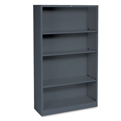 Hon Metal Bookcase, Four-Shelf, 34-1/2w x 12-5/8d x 59h, Charcoal (HONS60ABCS)