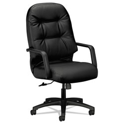 Hon Pillow-Soft 2090 Series Executive High-Back Swivel/Tilt Chair, Supports up to 300 lbs., Black Seat/Black Back, Black Base (HON2091SR11T)
