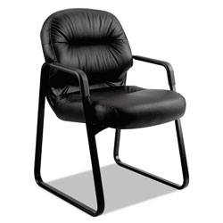 Hon Pillow-Soft 2090 Series Guest Arm Chair, 31.25" x 35.75" x 36", Black Seat/Black Back, Black Base