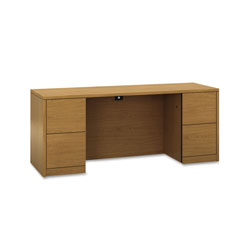 Hon 10500 Series Kneespace Credenza With Full-Height Pedestals, 72w x 24d, Harvest
