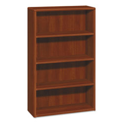 Hon 10700 Series Wood Bookcase, Four Shelf, 36w x 13 1/8d x 57 1/8h, Cognac