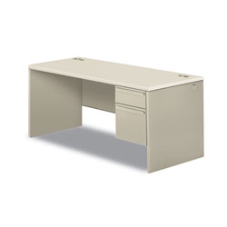 Hon 38000 Series Single Pedestal Desk, Right, 66w x 30d x 30h, Silver Mesh/Light Gray