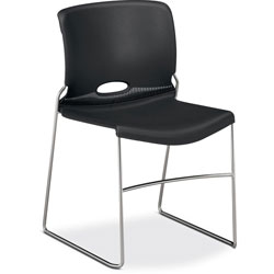 Hon 4040 Series High Density Olson Stacker Chair - Onyx Plastic Seat - Onyx Plastic Back - Chrome Steel Frame - 4 / Carton