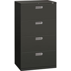 Hon 600 Series Four-Drawer Lateral File, 30w x 18d x 52.5h, Charcoal