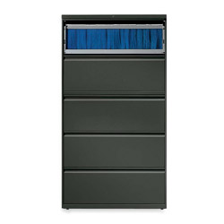 Hon 800-Series 5 Drawer Metal Lateral File Cabinet, 36 in Wide, Dark Gray