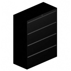 Hon Locking 4 Drawer Metal Lateral File Cabinet, 42 inx19-1/4 inx53.25 in, Black