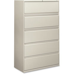 Hon 800-Series 5 Drawer Metal Lateral File Cabinet, 42 in Wide, Gray