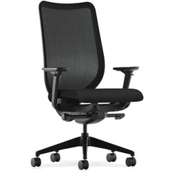 Hon Nucleus Series Work Chair with Ilira-Stretch M4 Back, Supports up to 300 lbs., Black Seat, Black Back, Black Base