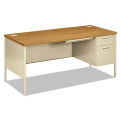 Hon Metro Classic Right Pedestal Desk, 66w x 30d x 29.5h, Harvest/Putty