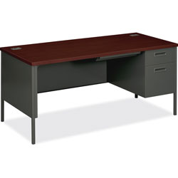 Hon Metro Classic Right Pedestal Desk, 66w x 30d 29.5h, Mahogany/Charcoal