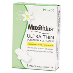 Hospeco Maxithins Vended Ultra-Thin Pads, 200/Carton