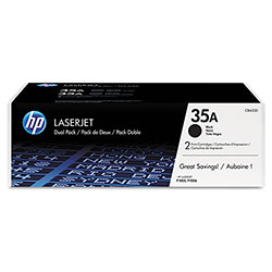 HP 35A, (CB435D) 2-pack Black Original LaserJet Toner Cartridges (HEWCB435D)