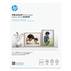 HP Advanced Photo Paper, 10.5 mil, 8 x 10, Glossy White, 25/Pack