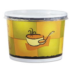 Chinet Streetside Squat Paper Food Container w/ Lid, Streetside Design, 12oz, 250/CT