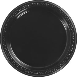 Huhtamaki Heavyweight Dinnerware Plates, 9 in, 125/PK, Black
