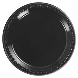 Huhtamaki Heavyweight Plastic Plates, 9 in Diamter, Black, 125/Pack, 4 Packs/CT