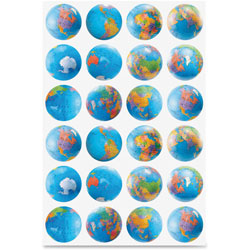 Hygloss Globe Stickers, Classpack, 72/PK, Ast