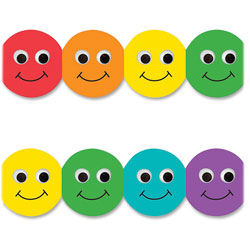 Hygloss Border Strips, Smiley Face, 3'x36 in, 12/PK, Ast