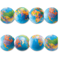Hygloss Globes Border, 3 in x 36 in, 12/PK, Ast