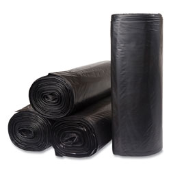 InteplastPitt Low-Density Commercial Can Liners, 45 gal, 1.2 mil, 40 in x 46 in, Black, 10 Bags/Roll, 10 Rolls/Carton