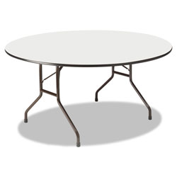 Iceberg Premium Wood Laminate Folding Table, 60 Dia. x 29h, Gray Top/Charcoal Base