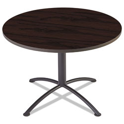 Iceberg iLand Table, Contour, Round Seated Style, 42 in dia. x 29 in, Mahogany/Black