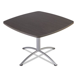 Iceberg iLand Table, Contour, Square Seated Style, 42 in x 42 in x 29 in, Gray Walnut/Silver