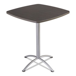 Iceberg iLand Table, Contour, Square Bistro Style, 36 in x 36 in x 42 in, Gray Walnut/Silver