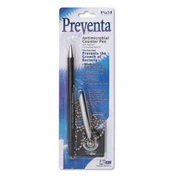 Iconex Preventa Deluxe Stick Ballpoint Counter Pen, Medium 1mm, Black Ink, Black Barrel