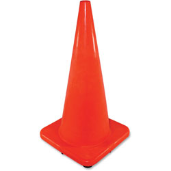 Impact Safety Cone, Unmarked, Plastic, 28 in Orange
