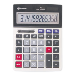 Innovera 15975 Large Display Calculator, Dual Power, 12-Digit LCD Display