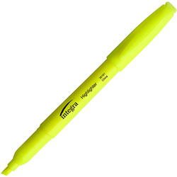 Integra Pen Style Highlighter, Chisel Point, Fluorescent Yellow