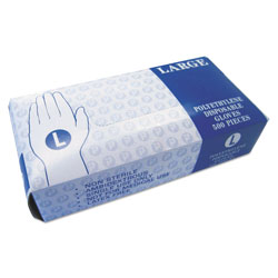 InteplastPitt Embossed Polyethylene Disposable Gloves, Large, Powder-Free, Clear, 500/Box, 4 Boxes/Carton