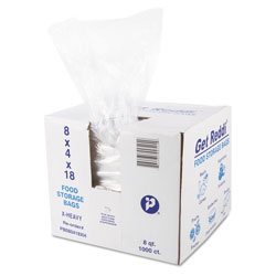 InteplastPitt Food and Utility Bags, 8 qt, 1.2 mil, 8 in x 18 in, Clear, 1,000/Carton