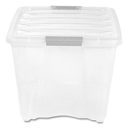 Iris Stack and Pull Latching Flat Lid Storage Box, 13.5 gal, 22 in x 16.5 in x 13.03 in, Clear