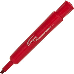 Integra Permanent Marker, with Pocket Clip, Chisel Tip, Red