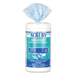 Scrubs MEDAPHENE Plus Disinfecting Wipes, Citrus, 8 x 7, White, 65/Canister, 6/Carton