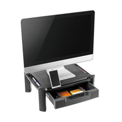 Innovera Large Monitor Stand with Cable Management and Drawer, 18 3/8 in x 13 5/8 in x 5 in