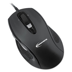 Innovera Full-Size Wired Optical Mouse, USB 2.0, Right Hand Use, Black