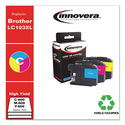 Innovera Compatible Cyan/Magenta/Yellow High-Yield Ink, Replacement for Brother LC1033PKS, 600 Page-Yield