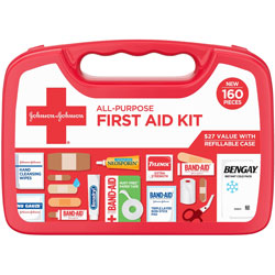 Johnson & Johnson All Purpose Compact 160-Piece First Aid Kit - 160 x Piece(s) - 1 - White