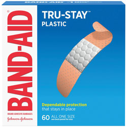 Johnson & Johnson Plastic Adhesive Bandages, 3/4 x 3, 60/Box