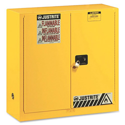 Justrite Flammable Liquids Cabinet,Double Door,43 inx18 inx44 in,Yellow