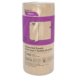Cascades Select Kitchen Roll Towels, 2-Ply, 11 in x 166.6 ft, Natural, 250/Roll, 12/Carton