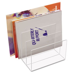 Kantek Clear Acrylic Desk File, 3 Sections, Letter to Legal Size Files, 8" x 6.5" x 7.5", Clear (KTKAD45)