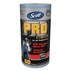 Scott® Pro Shop Towels, Heavy Duty, 1-Ply, Blue, 10 2/5 in x 11 in, 12 Rolls/Carton