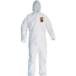 KleenGuard* A20 Elastic Back, Cuff & Ankle Hooded Coveralls, Zip, X-Large, White, 24/Carton