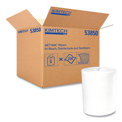 Kimtech* Wipers for the WETTASK System, Quat Disinfectants and Sanitizers, 5.8 x 9, 250/Roll, 6 Rolls/Carton