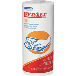 WypAll® Wiper, L30, Small Roll, 11 inx10.4 in, 70 Sheets, White