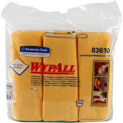 WypAll® Microfiber Cloths, Reusable, 15 3/4 x 15 3/4, Yellow, 6/Pack